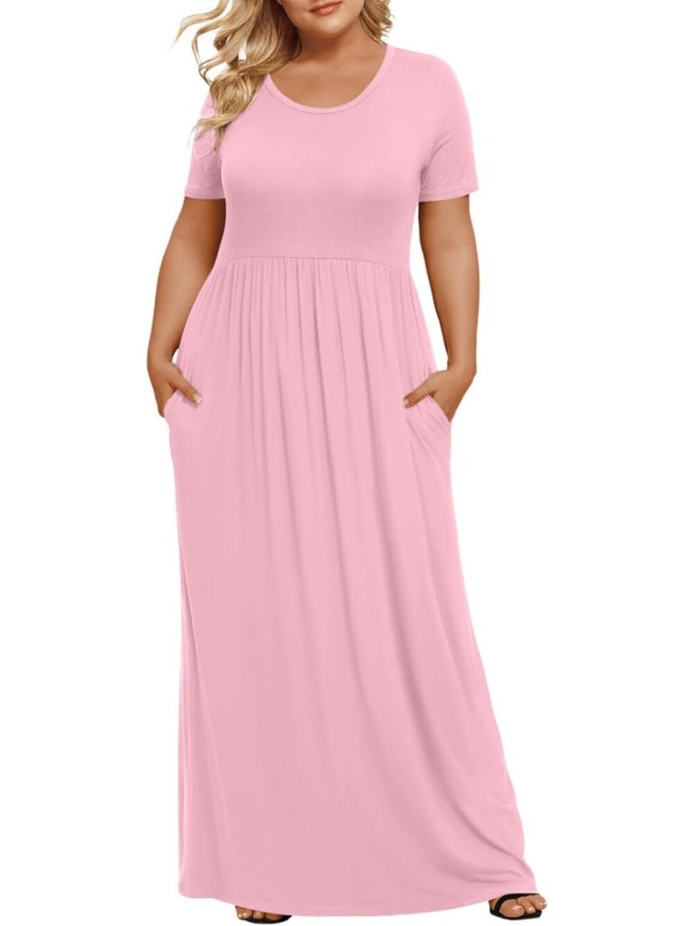 Plus Size Summer Maxi Dress for Women - Short Sleeve Casual Long Dress XL-6XL